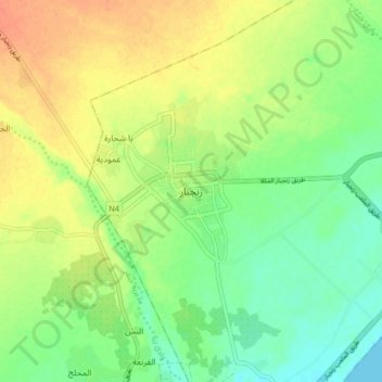 Topografische Karte Zinjibar, Höhe, Relief