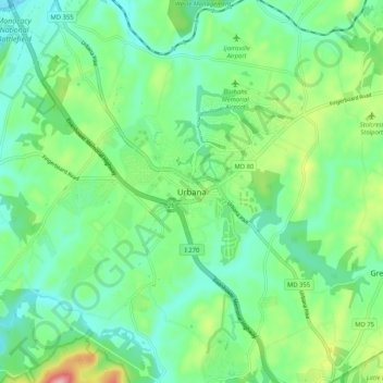 Topografische Karte Urbana, Höhe, Relief