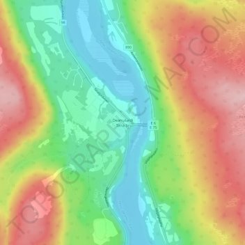 Topografische Karte Deanušaldi - Tana bru, Höhe, Relief