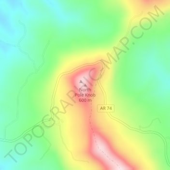 Topografische Karte North Pole Knob, Höhe, Relief