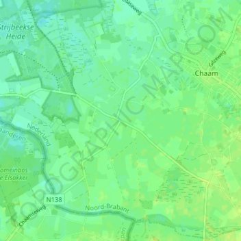 Topografische Karte Chaamdijk, Höhe, Relief