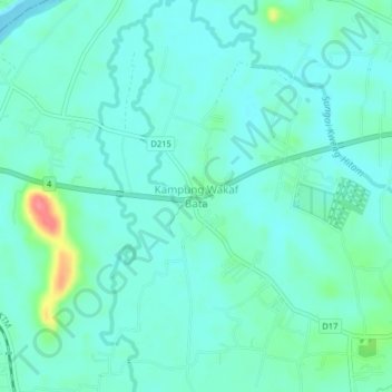Topografische Karte Kampung Wakaf Bata, Höhe, Relief