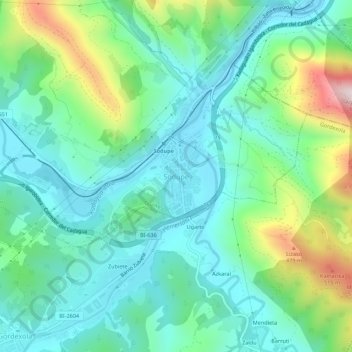 Topografische Karte Sodupe, Höhe, Relief
