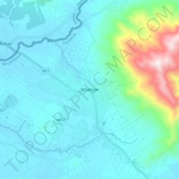 Topografische Karte Milange, Höhe, Relief