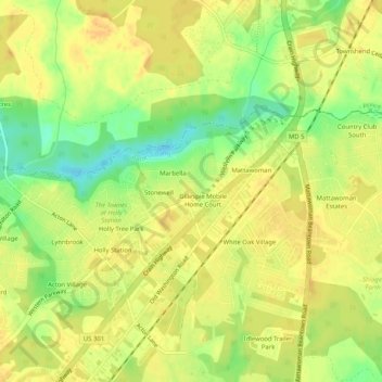 Topografische Karte Delight, Höhe, Relief