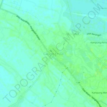 Topografische Karte Cabang Empat, Höhe, Relief