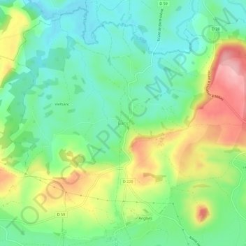 Topografische Karte Banc, Höhe, Relief