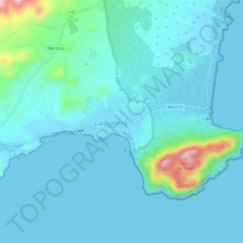 Topografische Karte Calabardina, Höhe, Relief