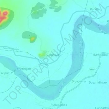 Topografische Karte Gobindapur, Höhe, Relief