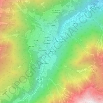 Topografische Karte Gluder, Höhe, Relief