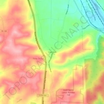 Topografische Karte Coverdale, Höhe, Relief