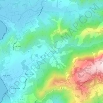 Topografische Karte Lozzi, Höhe, Relief
