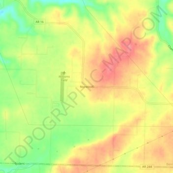 Topografische Karte Norwood, Höhe, Relief
