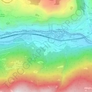 Topografische Karte Prelaz, Höhe, Relief