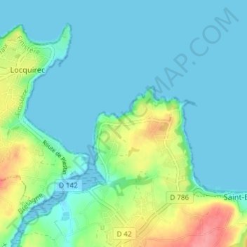Topografische Karte Kerdrehoret, Höhe, Relief