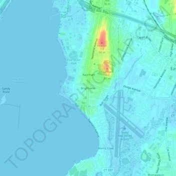 Topografische Karte Brightview, Höhe, Relief