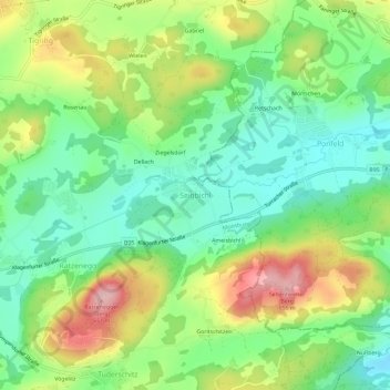 Topografische Karte Seigbichl, Höhe, Relief