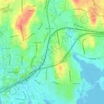 Topografische Karte Lawnhill Terrace, Höhe, Relief