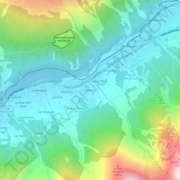 Topografische Karte Taconnaz, Höhe, Relief