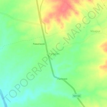 Topografische Karte Shirgaon, Höhe, Relief