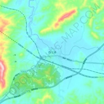 Topografische Karte 西江镇, Höhe, Relief