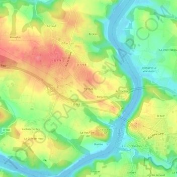 Topografische Karte Penhap, Höhe, Relief