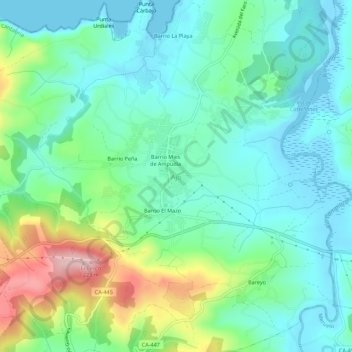 Topografische Karte Ajo, Höhe, Relief