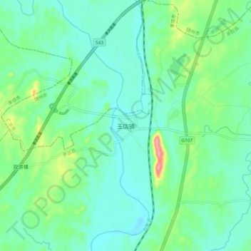 Topografische Karte 王店镇, Höhe, Relief