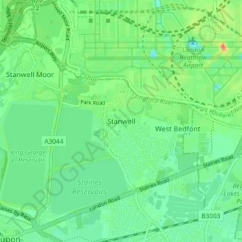 Topografische Karte Stanwell, Höhe, Relief