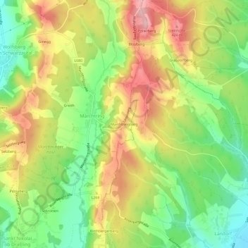 Topografische Karte Marchtringberg, Höhe, Relief