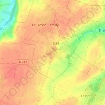 Topografische Karte Camilly, Höhe, Relief