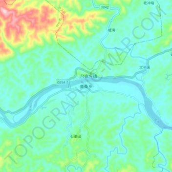 Topografische Karte 黄桑乡, Höhe, Relief