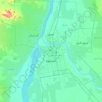 Topografische Karte Khartoum, Höhe, Relief