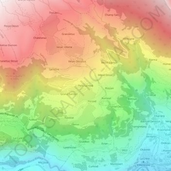 Topografische Karte Petit Sarriod, Höhe, Relief