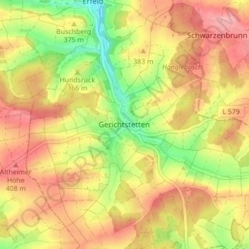 Topografische Karte Gerichtstetten, Höhe, Relief