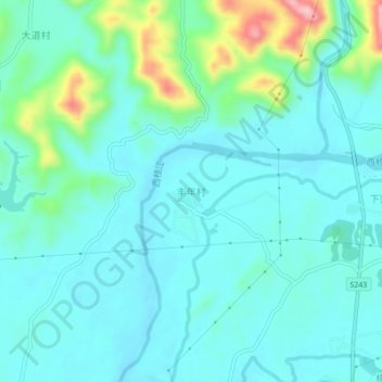 Topografische Karte 丰年村, Höhe, Relief