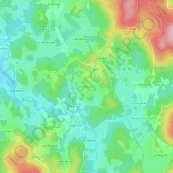 Topografische Karte Le Breuil, Höhe, Relief