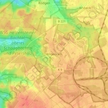 Topografische Karte Wildenrath, Höhe, Relief