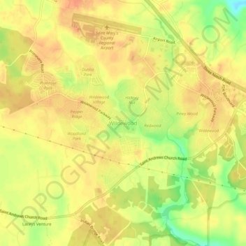 Topografische Karte Wildewood, Höhe, Relief