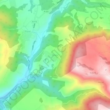 Topografische Karte Rrenc, Höhe, Relief