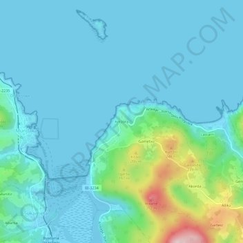 Topografische Karte Antzora, Höhe, Relief