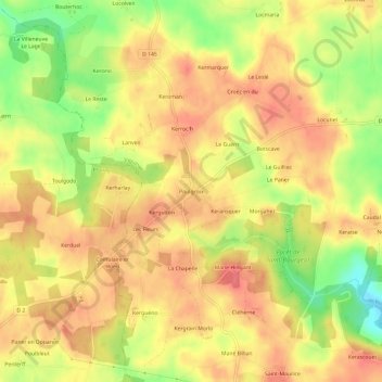 Topografische Karte Poulgroix, Höhe, Relief