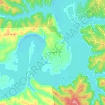 Topografische Karte Oak Grove, Höhe, Relief