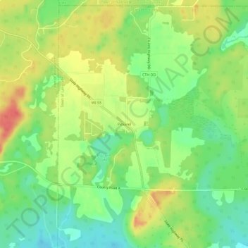 Topografische Karte Pickerel, Höhe, Relief