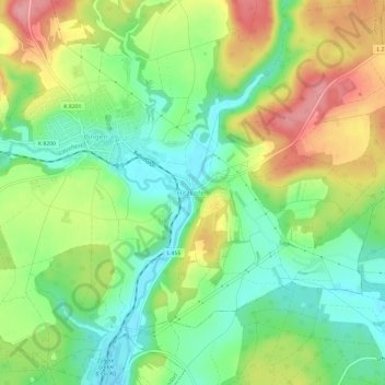 Topografische Karte Hitzkofen, Höhe, Relief
