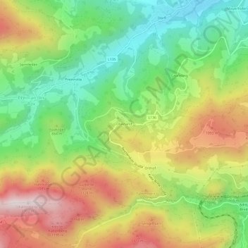 Topografische Karte Oberland, Höhe, Relief