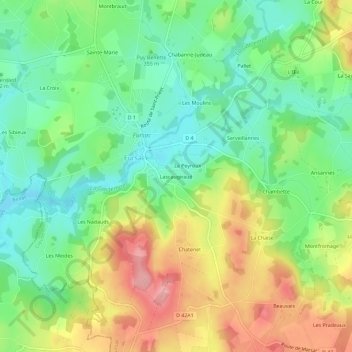 Topografische Karte Lascaugiraud, Höhe, Relief