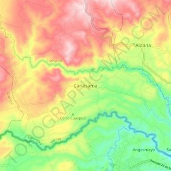 Topografische Karte Carlosama, Höhe, Relief