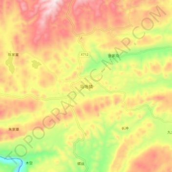 Topografische Karte 马场镇, Höhe, Relief