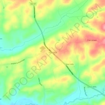 Topografische Karte Silver Run, Höhe, Relief